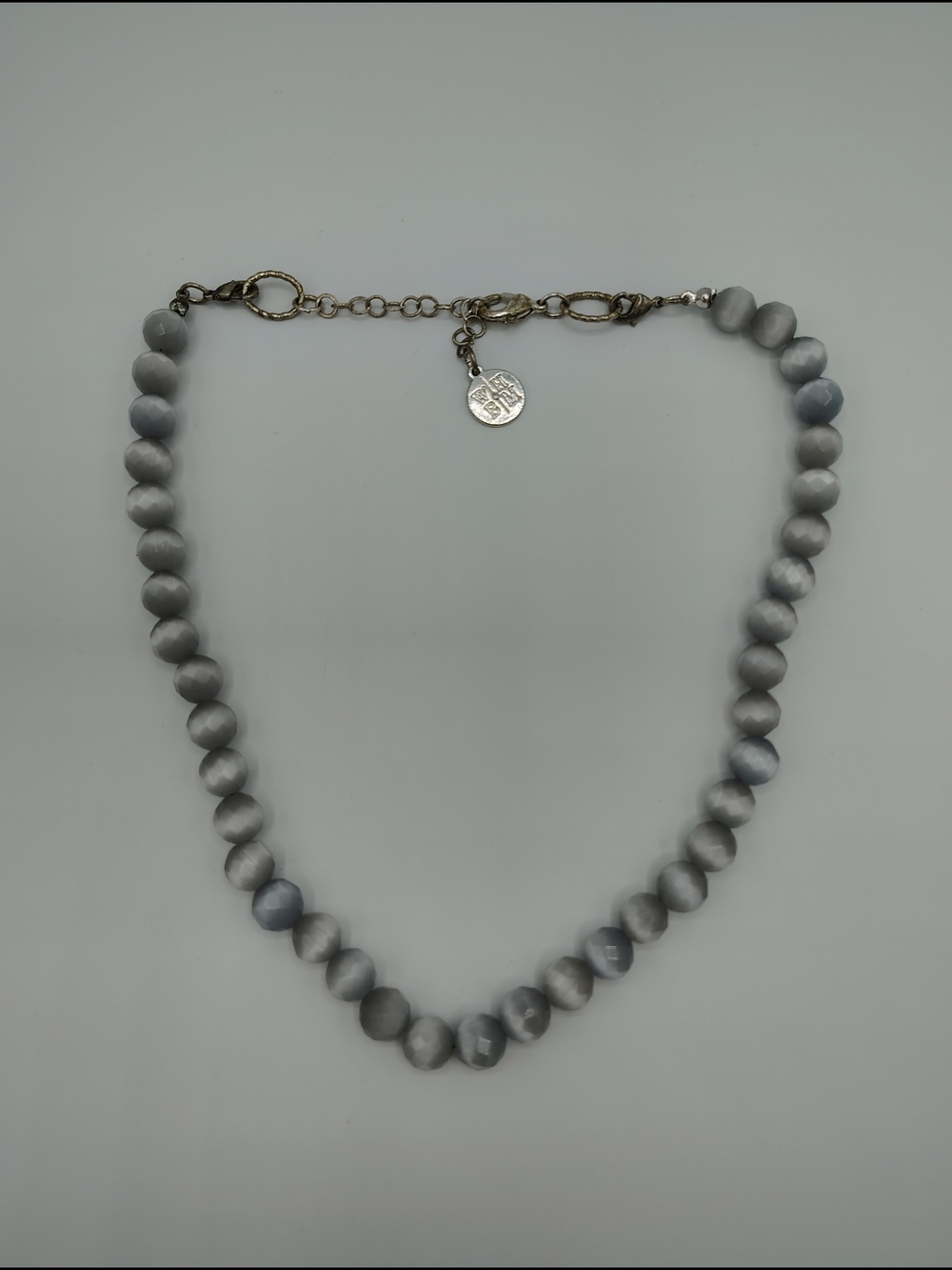 White House Black Market Gray Faceted Beaded Statement Necklace